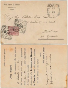 COMMERCIALE - PROF. GEOM. O. CHICCO - VERCELLI - VIAGG. 1909 -43460- - Picture 1 of 1