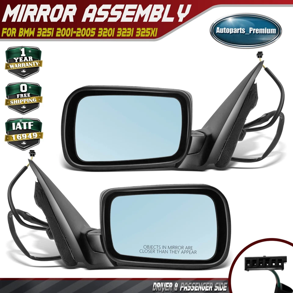 2x Espejo retrovisor eléctrico plegable térmico para BMW E46 320i 325i 325xi 330i 330xi Foto 1 de 4