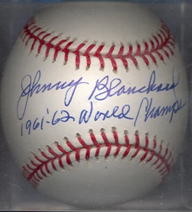 Johnny Blanchard 1961 '62 New York Yankees Autografiado Firmado OML Béisbol Certificado de Autenticidad - Imagen 1 de 1