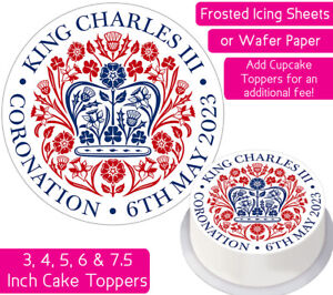 ENGLISH KING CHARLES' CORONATION 2023 EDIBLE WAFER & ICING CAKE TOPPERS DECOR UK