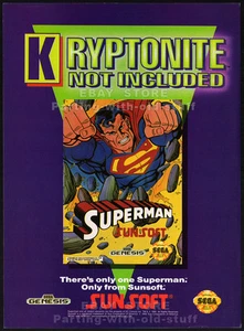 SUPERMAN__Anuncio impreso original 1992/anuncio/promoción del juego__Sega Genesis/Sunsoft - Imagen 1 de 1