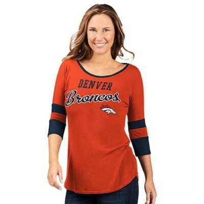 NFL Denver Broncos Licencia Oficial Mujer Camiseta Manga 3/4 Naranja Foto 1 de 4