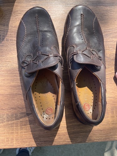 Mocassini Clarks scarpe in pelle non strutturata marroni slip on donna 7 5 bottoni