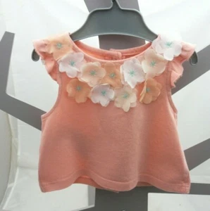 Gémo baby haut sans manche saumon avec fleurs en voile relief bébé 3 mois - Picture 1 of 1