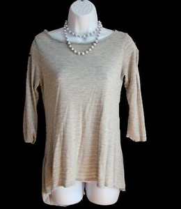 Hi Lo Hem Top JUNIORS Size M Fishtail Shirt Oatmeal Silver TRENDY HIP Casual - Picture 1 of 8