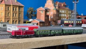 DB Train de ligne secondaire 1 loco V100 Fleischmann piccolo 2 voitures a port - Photo 1/4