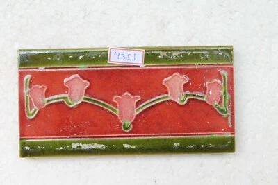 Azulejo borde mayólica vintage art nouveau Japón antiguo c1900 NH4351 Foto 1 de 4