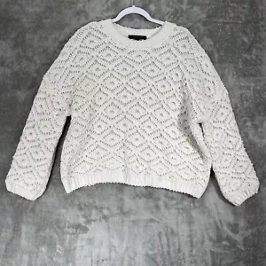 Marc New York Sweater Women's Medium Ivory Gold Shimmer Threads Oversized Luxury - Picture 1 of 14