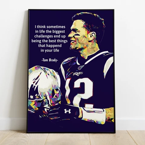 Tom Brady Challenges Poster NFL New England Patriots NEW Wall Decor Cover