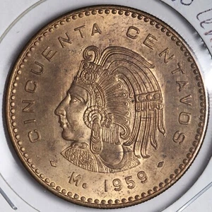 1959 Mexico 50 Centavos BU *UNCIRCULATED* MS E391 DUAR - Picture 1 of 2