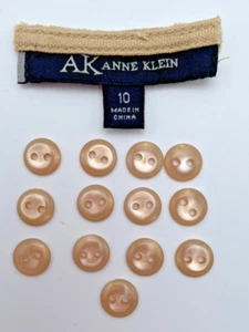 AK Anne Klein Replacement Round 2 Hole Flat Button Brown Pearlized Set Of 13 - Picture 1 of 7