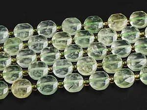 Perline di prehnite verde trasparente naturale 8 mm grado AA moneta sfaccettata perline sfuse - Foto 1 di 3