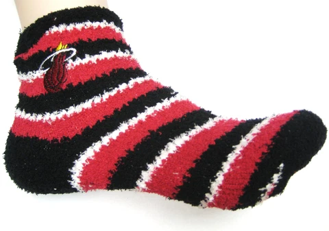 Miami Heat Candy Cane Socks Women's Fuzzy  M Medium 6-11 Men  5-10 Ship Now RARE Cover