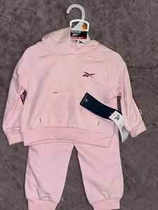 Reebok Baby Girls Hoodie & Jogger Set 12M Frost Berry Cotton Blend - Picture 1 of 3