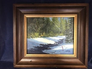 Clark Wilcox 8x10 Framed Original Oil Painting Winter Evening Shadows Wyoming - Picture 1 of 12