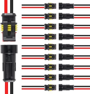 10 Pairs 2 Pin Wire Connector 20AWG Waterproof Automotive Electrical Connectors - Picture 1 of 7