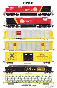 Póster de tren de carga CPKC TTX 11"x17" firmado por Andy Fletcher - Imagen 1 de 1