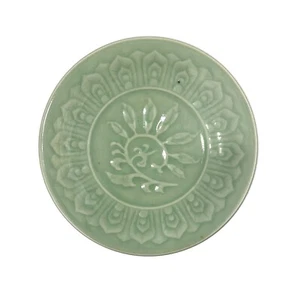 Vintage Celadon 6 1/2" Seafoam Green Plate, does not sit flat - Picture 1 of 16