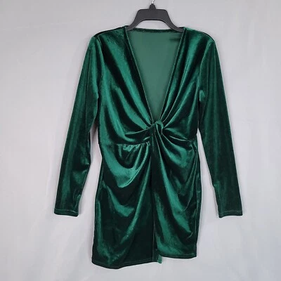 Sexy Vestido de Terciopelo de Fiesta para Mujer Cuello en V Profundo Manga Larga Torcido Frontal Talla S Foto 1 de 4