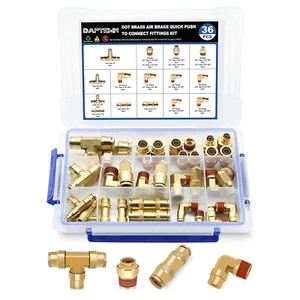 Daptemn Brass Air Brake Quick Push to Connect Fittings Kit - Picture 1 of 4