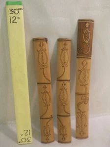 3 Reglas de Bambú Talladas a Mano Decoración Genuina Diversión Tribal Gecko Timor Indonesia - Imagen 1 de 5