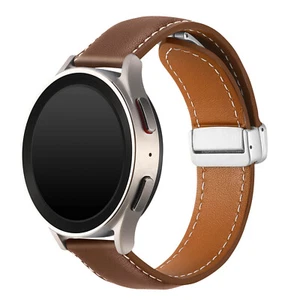 Bracelet pour Galaxy Watch 5 / 5 Pro / 4 Cuir Fermoir Boucle Magnétique marron - Photo 1/6