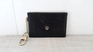 AIMEE KESTENBERG Small Black Leather Coin Card Key Pouch Purse Chain Pre-owned - Picture 1 of 12