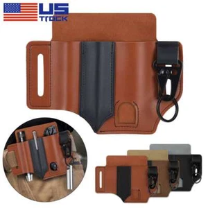 Multitool Pocket Leather Sheath For Knife Tool Flashlight Tactical Pen Holster - Picture 1 of 15