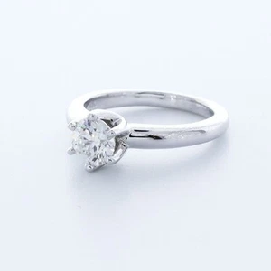 1.25CT NATURAL DIAMOND E/SI1 ROUND CUT 14K WHITE GOLD CLASSIC SOLITAIRE RING - Picture 1 of 3