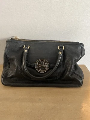 Tory Burch Amanda Midi Satchel Bag Black Leather Crossbody Strap - Image 1 of 4