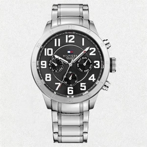 Brandneu Herren Sliber Edelstahl Analoguhr TH1791054 Schwarz Zifferblatt 46mm - Bild 1 von 4