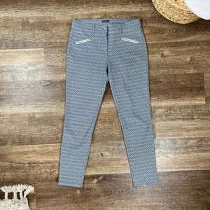 J. Mclaughlin Baxter Skinny Jeans Navy Patterned ankle Zipper Detail and Pockets - Picture 1 of 6