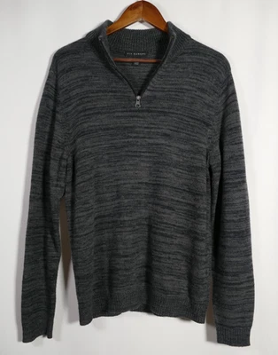 Via Europa Mens 1/4 Zip Pullover Sweater Sz M Black Preppy Timeless Neutral Golf - Image 1 of 4