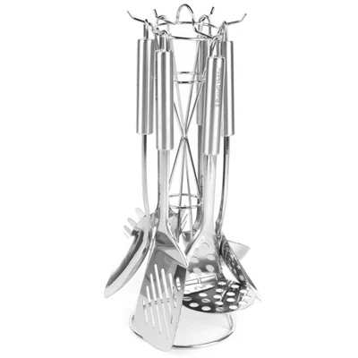 Russell Hobbs Kitchen Utensil Set & Stand Cooking Tools 6 Piece Stainless Steel - Image 1 of 4