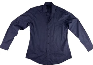 Zegna Men's Black Pinstripe Dress Shirt Size Large Classic Career CITI Shirt - Picture 1 of 7