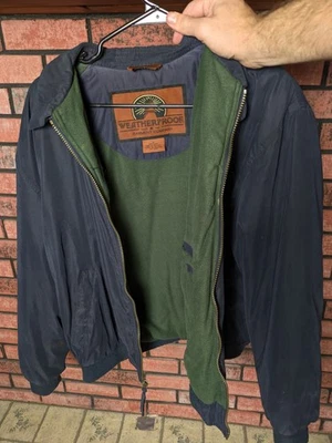 Vintage Weatherproof Garment Company Men’s M Navy Bomber Jacket Green Lined USA - Image 1 of 4
