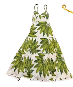Farm Rio Palmenfächer Baumwolle Sommerkleid in Grün Weiß Multi Größe Large - Bild 1 von 7