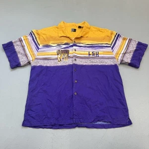 Vintage LSU Tigers Button Up Shirt Mens XXL Graphic Print Rare NCAA College - Picture 1 of 8