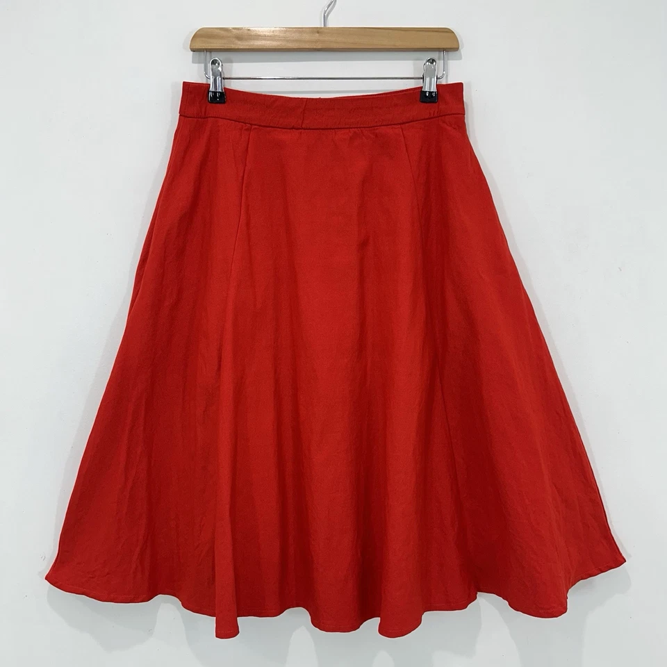 Falda Sourpuss Midi Mujer M (72 cm Cintura) Roja Acampanada Elastizada Retro Mezcla Rayón Foto 1 de 4