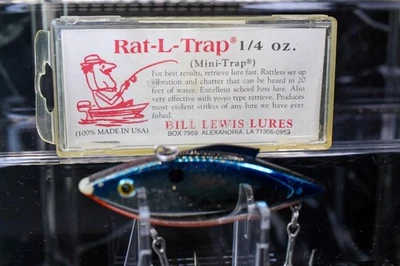 IN BOX- Lewis Rat-L-Trap Fishing Lure MT-25-B Mini-Trap Silver Blue - Image 1 of 4