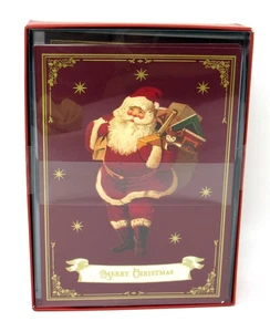 Punch Studio 15 Christmas Cards & Envelopes Gold Star Santa Claus 22822 5" x 7" - Picture 1 of 3