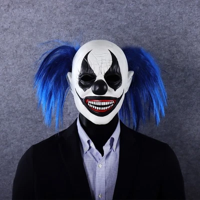 Cosplay Killer Clowns Blue Hairs Joker Masks Halloween Fancy Dresss Masks Props - Image 1 of 4