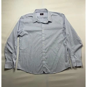 UNTUCKit langärmliges blaues Nadelstreifenhemd mit Knopfleiste für Herren - Größe 2XL - Bild 1 von 3