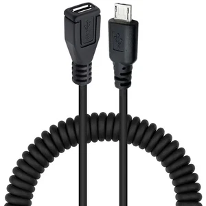 Micro USB Coiled Extension Cable 5 Pin Male to Female Data Charging 1.5m - Picture 1 of 3