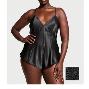 Victoria’s Secret VERY SEXY High Leg Romper Black Satin Jaguars XXLarge NWT - Picture 1 of 4