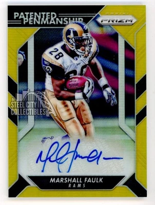 Marshall Faulk 2016 Panini Prizm Patented Penmanship Gold Autograph Card 1/5 - Image 1 of 2