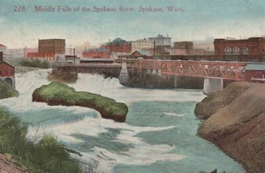 Middle Falls of Spokane River - Spokane, Washington - verschickte Litho - Bild 1 von 3