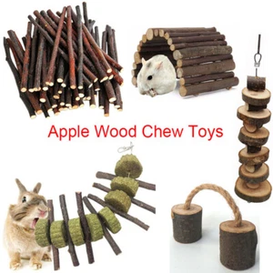 Apple Wood Chew Sticks Twigs Grass Hay Chew Toy Rabbit Hamster Guinea Pig Parrot - Picture 1 of 16