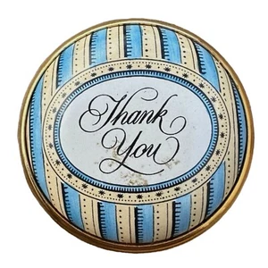 HALCYON DAYS ENAMELS Bilston “Thank You” pill trinket box England - Picture 1 of 9