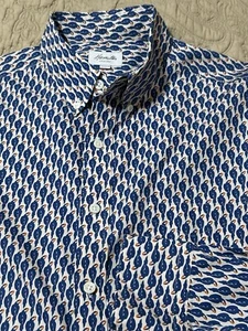 Hamilton 1883 Shirt Adult XL Button Up april 19 Blue Parrots Long all over print - Picture 1 of 10